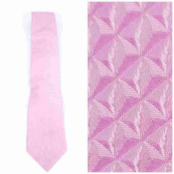 New Burma Bibas Silk Tie Pink Geometric Print, Technocare Men Accessory Career - Picture 1 of 7